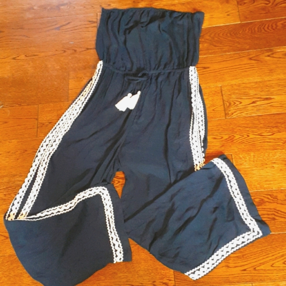 Surf Gypsy Strapless Zigzag Jumpsuit sz L- nwt